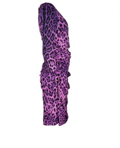 Dolce & Gabbana Silk Leopard Purple Mini Dress Size I 44 Uk 12 L large ladies