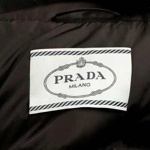 Prada nylon piuma jacket black fox fur collar puffer Size I 42 UK 10 US 6 ladies