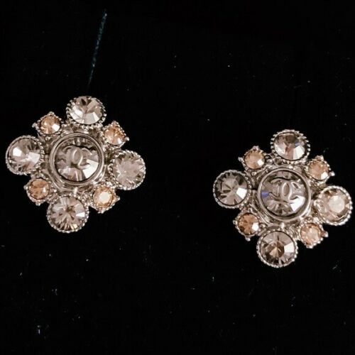 CHANEL Cluster Baroque Square Logo Stud Earrings ladies