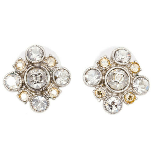 CHANEL Cluster Baroque Square Logo Stud Earrings ladies