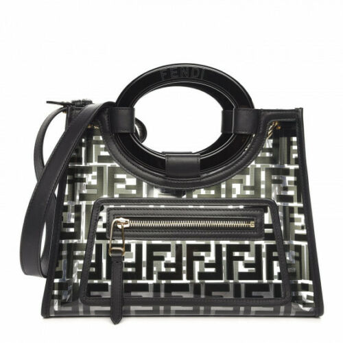 FENDI TPU FF PVC Small Glass Runaway Shopper Tote Black Latest Collection ladies
