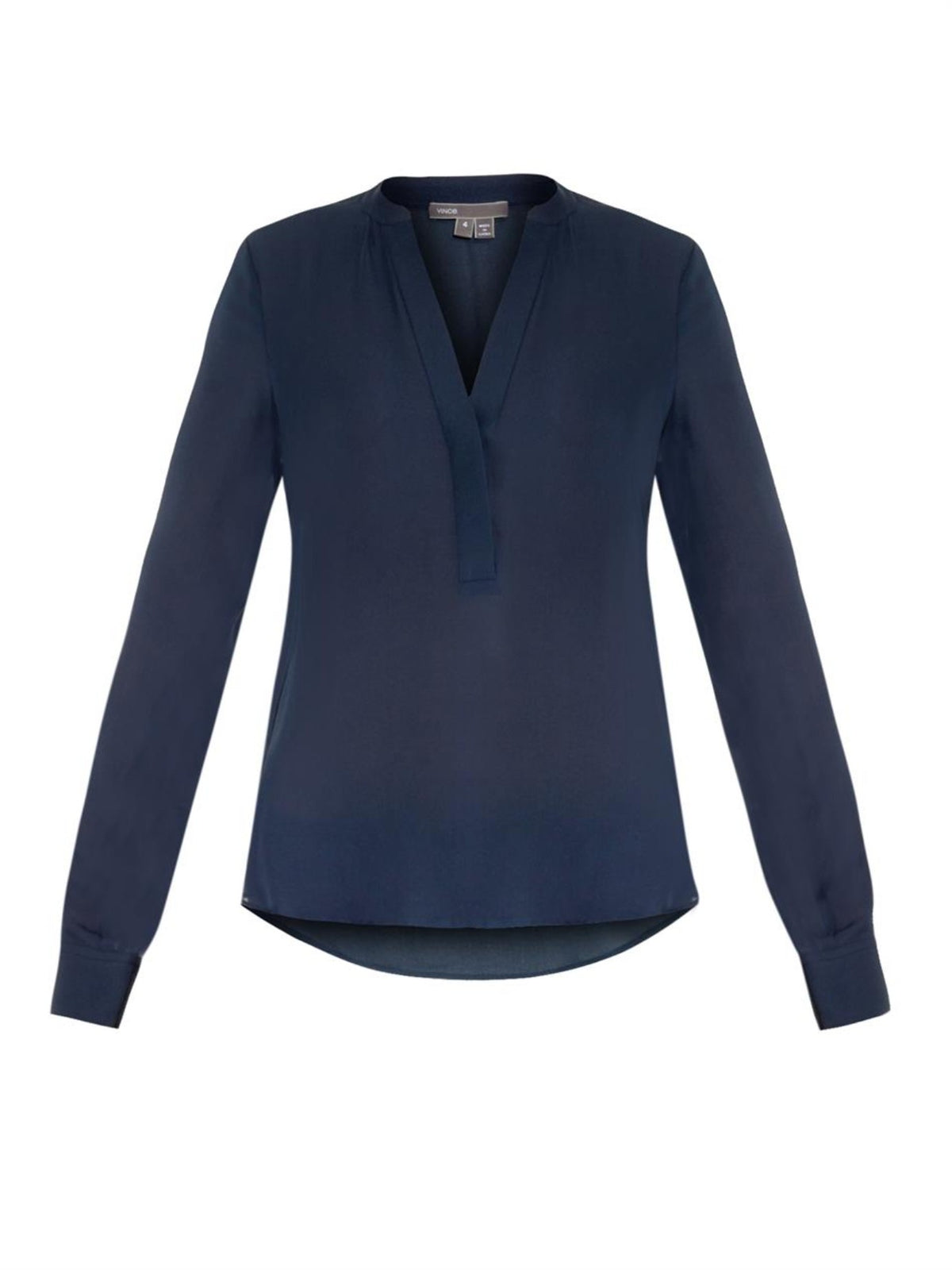 Vince Long Sleeve V-Neck Navy Blue Blouse Size S/P Small ladies