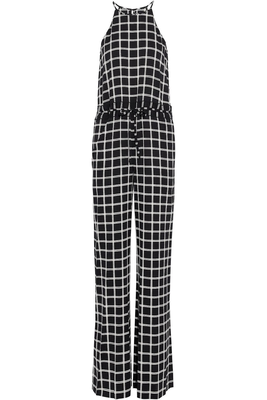 Diane von Furstenberg 2019 Davin checked silk jumpsuit Size US 4 UK 8 S Small ladies