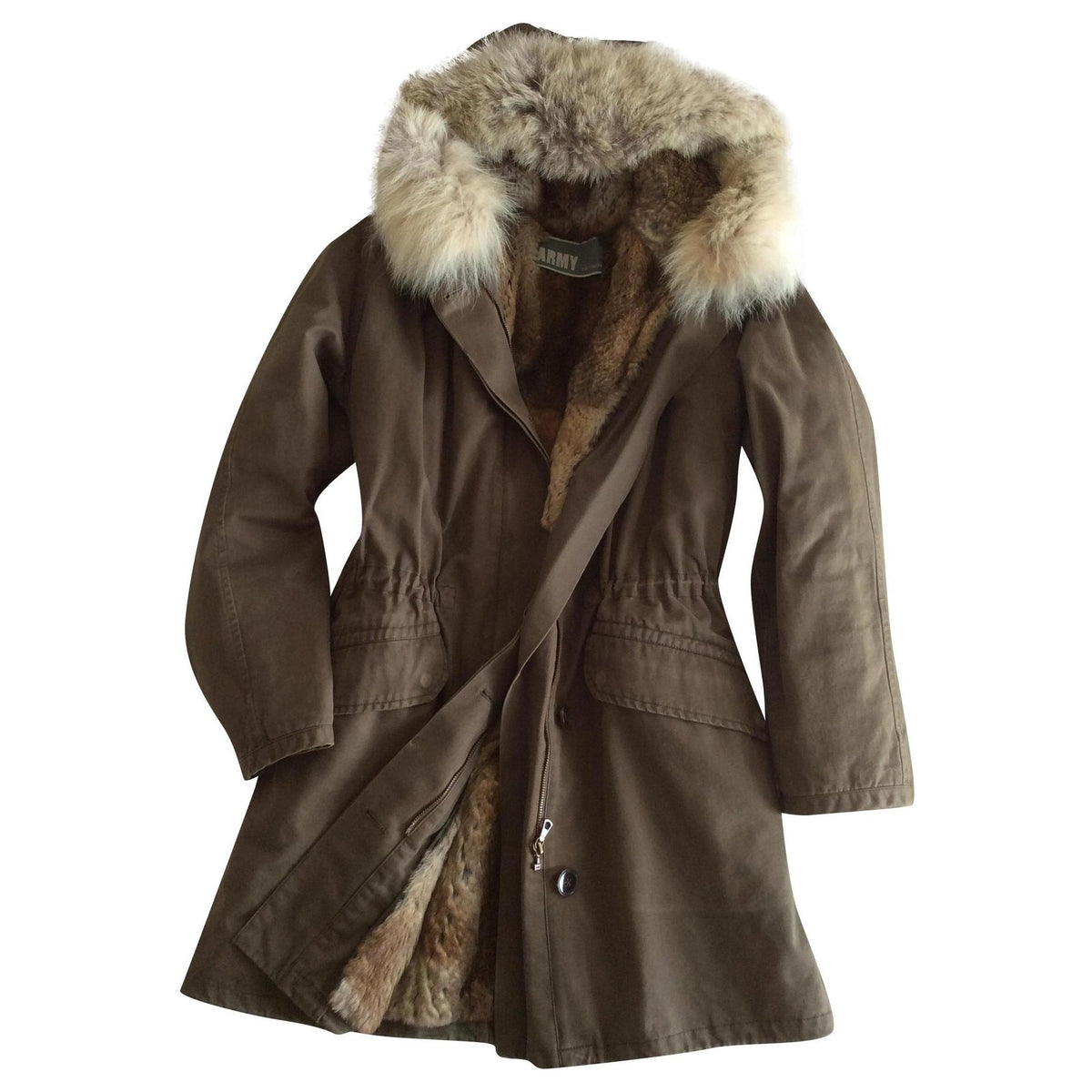 Yves Salomon Army Collection natural coyote fur jacket Sz F 36 S