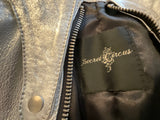 Secret Circus Silver Leather Crystals Biker Jacket size XS ladies