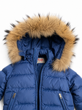 Il Gufo Blue Down Puffer Jacket with Fur Hood – 18 Months children