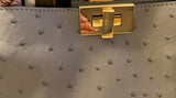 Fendi Small Peekaboo ISeeU Grey Ostrich Silver Hardware Bag Handbag Ladies