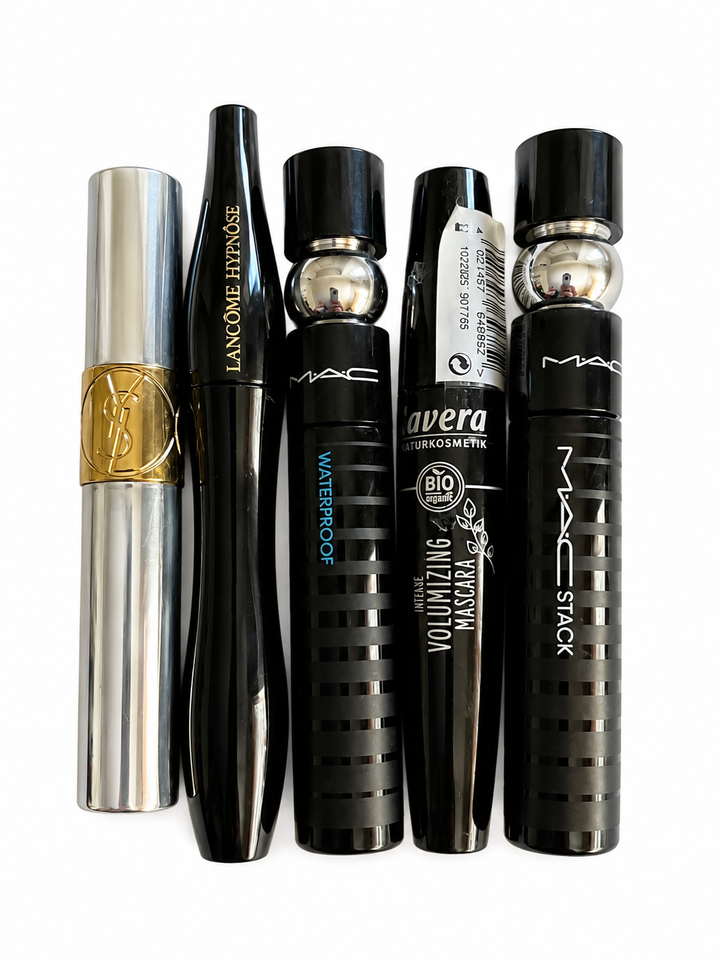 Lot of 5 mascaras from premium beauty brands including Yves Saint Laurent (YSL), Lancôme, MAC, and Lavera ladies