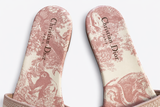 CHRISTIAN DIOR Dior Pink/Cream Fabric Dway Flat Slides Slippers Size 38 1/2 ladies