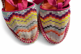 Missoni Zig Zag Leather Striped T-Strap Wedges Sandals Size 39 ladies