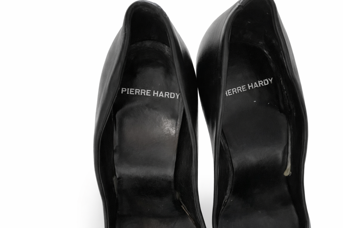 Pierre Hardy Leather Black High Heels Peep Toes Shoes size 37 UK 4 US 7 ladies