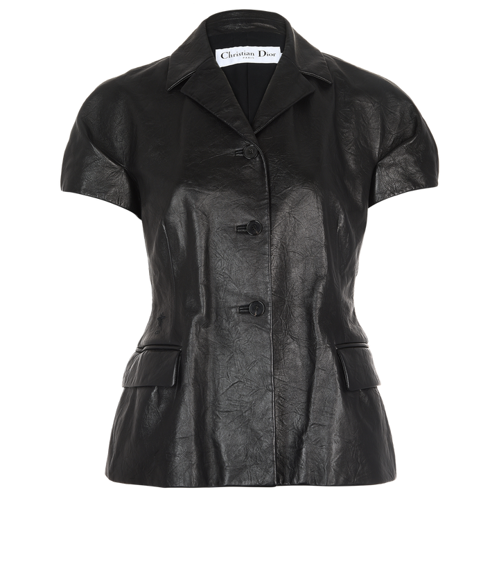 Christian Dior Lamb Leather Bar Short Sleeves Jacket Size F 42 ladies