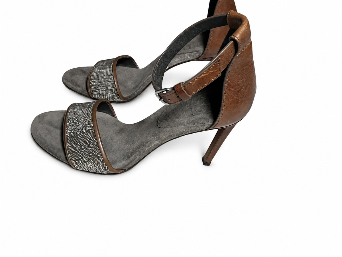 Brunello Cucinelli Monili-Embellished Stiletto Sandals size 38 ladies