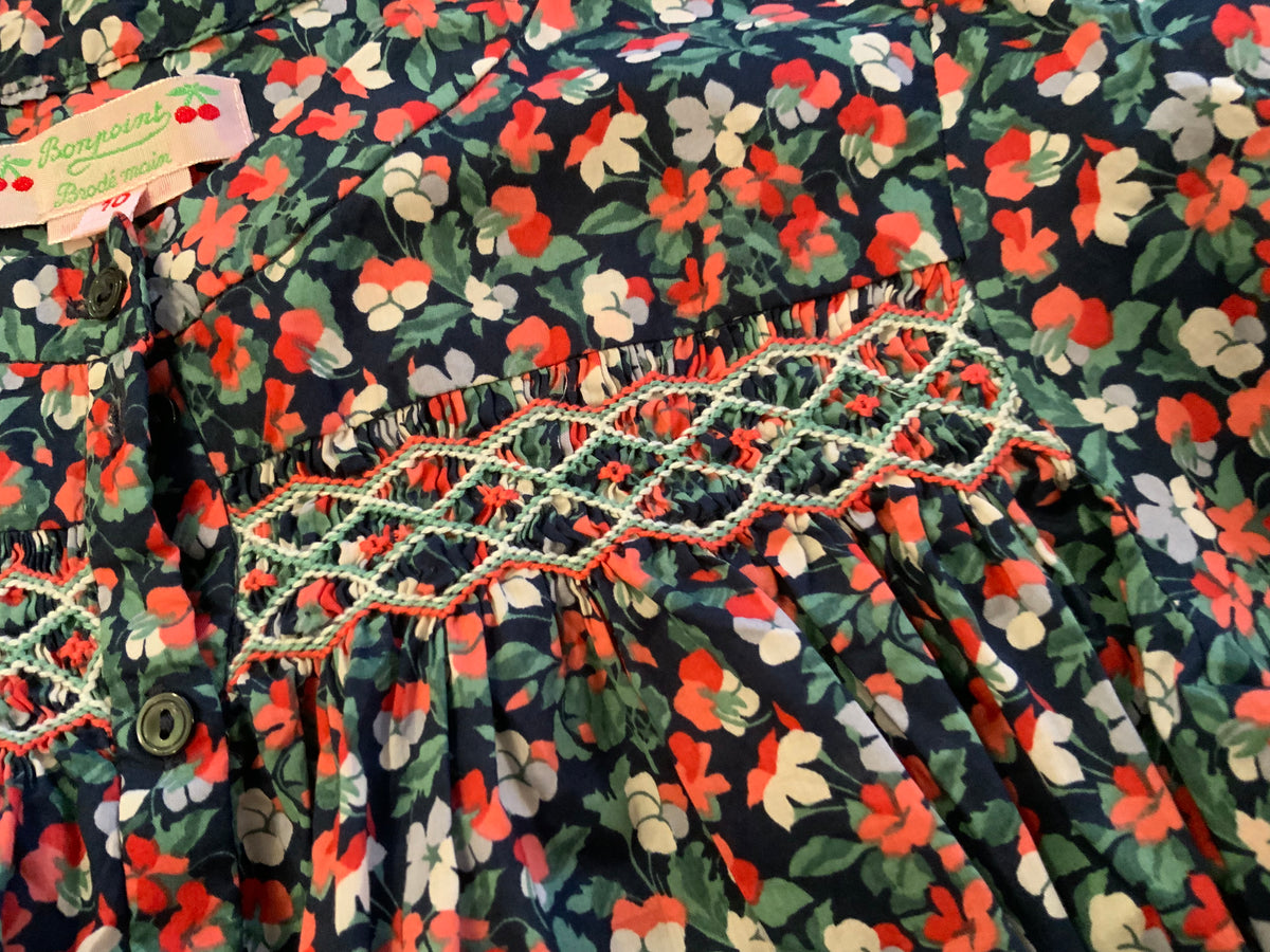 BONPOINT Girls’ Flowers Liberty Print Hand Embroidered BLOUSE SIZE 10 YEARS children