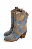 Custom made Western Suede Floral Embroidered Boots Size 38 ladies