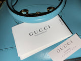 GUCCI Boarded Plutone Calfskin Small Horsebit 1955 Top Handle Bag in Blue Ladies