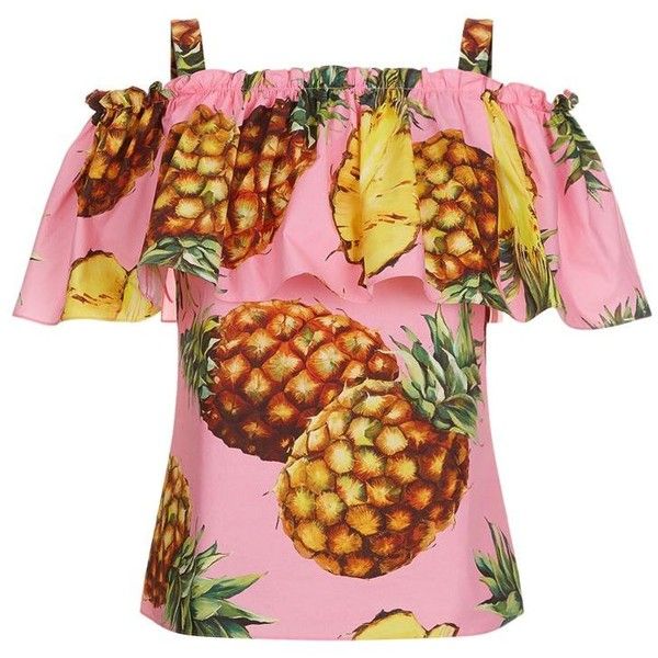 Dolce & Gabbana Pineapple Print Bardot Top Size I 44 UK 12 US 8 ladies