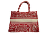 Christian Dior Canvas Embroidered Medium Dioriviera Toile De Jouy Book Tote Raspberry Pink Bag Handbag ladies