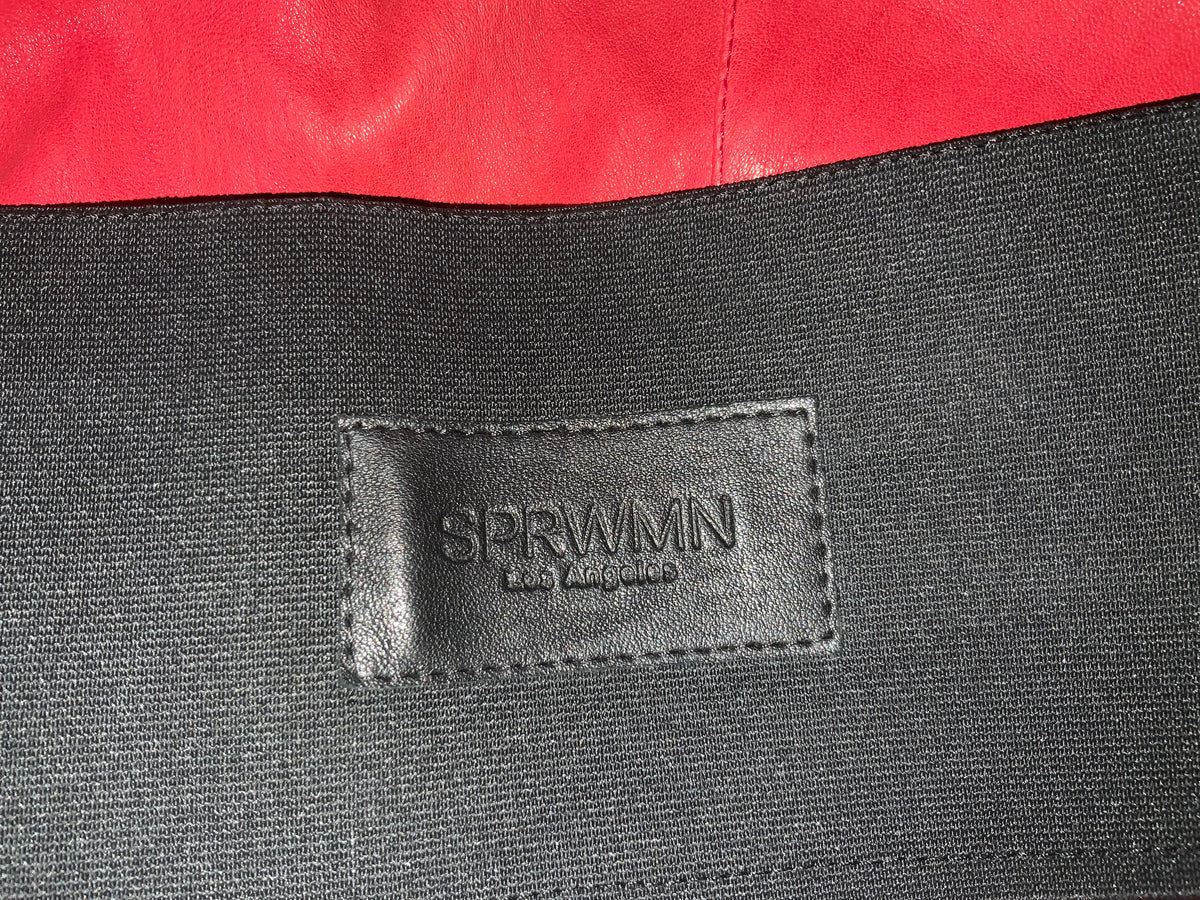 Sprwmn Red Leather High-Waisted Leggings Pants Trousers Size S small ladies
