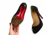 Christian Louboutin Black Suede Peep Toe Pumps – EU 36 ladies