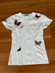 VALENTINO Garavani White Cotton Butterfly Embroidered T-Shirt Size M medium ladies