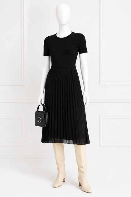 Claudie Pierlot Pleated Crepe & Cotton-Jersey Midi Dress – Size 2 M medium ladies