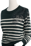 Zadig & Voltaire Crystal Embellished Cashmere Striped Pullover ladies