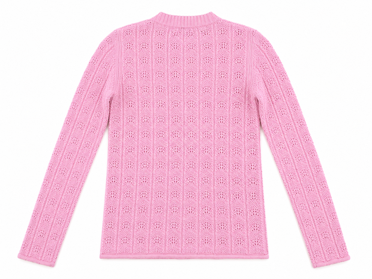 Sportmax Pink Wool & Cashmere Pointelle Knit Sweater – Size M ladies