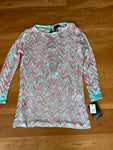 Missoni Mare Pink Turquoise Zig Zag crochet knit tunic Size I 40 UK 8 US 4 ladies