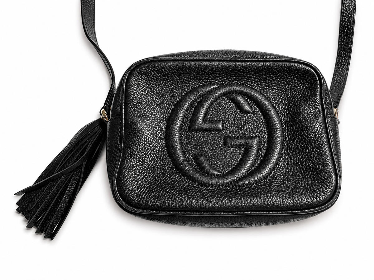 Gucci Pebbled Calfskin Small Soho Disco Bag – Black Handbag ladies