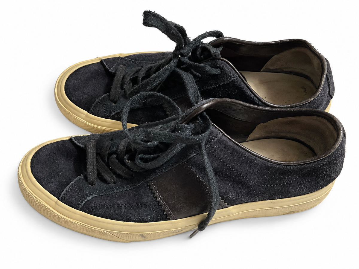 Tom Ford Black Suede & Leather Low-Top Trainers – Size 8.5 men