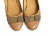 Salvatore Ferragamo Varina bow-embellished patent-leather ballet flats Size 8 1/2 38.5 ladies