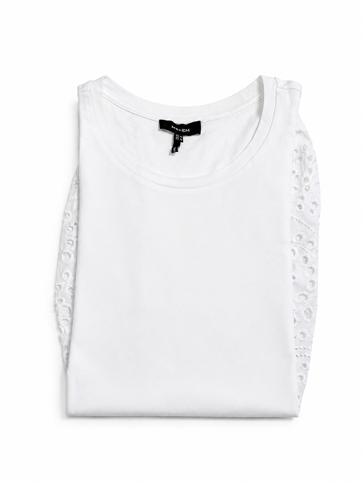 ME+EM White Cotton Broderie Anglaise Puff-Sleeve Top ladies