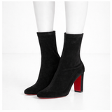 Christian Louboutin Black Suede Gena Mid Calf Boots Size 38 1/2 ladies