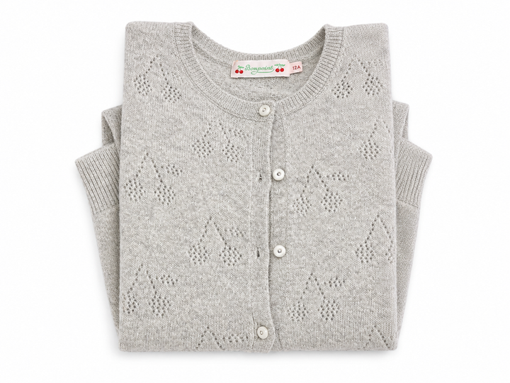 Bonpoint Girls Cashmere Cherry Pointelle Cardigan – Size 12 years children