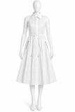 Iceberg White Broderie Anglaise Sleeveless Midi Dress – Size 40 ladies