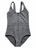 ERES Grey Button Down Swimsuit size M medium ladies