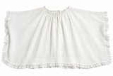 100% Capri White Linen Oversized Ruffle Top ladies