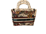 Christian Dior Canvas Embroidered Medium Lady D-Lite Ecru Multicolor Bag Handbag ladies