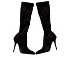 Saint Laurent Talia 110 Velvet Knee-High Boots Size 39 ladies