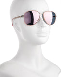 CHANEL Pink Leather CC Aviator Pilot Winter Sunglasses - 4219