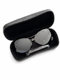 Chanel Silver/Black 4218 Mirror Quilted Rimless Aviator Pilot Sunglasses ladies
