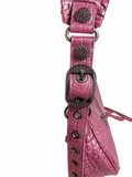 Balenciaga Metallic Extra Supple Calfskin Crystal Crocodile Embossed Small Le Cagole Shoulder Bag – Pink ladies