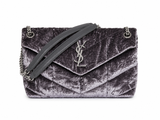 SAINT LAURENT YSL Loulou Puffer Crushed-Velvet Shoulder Bag Handbag ladies