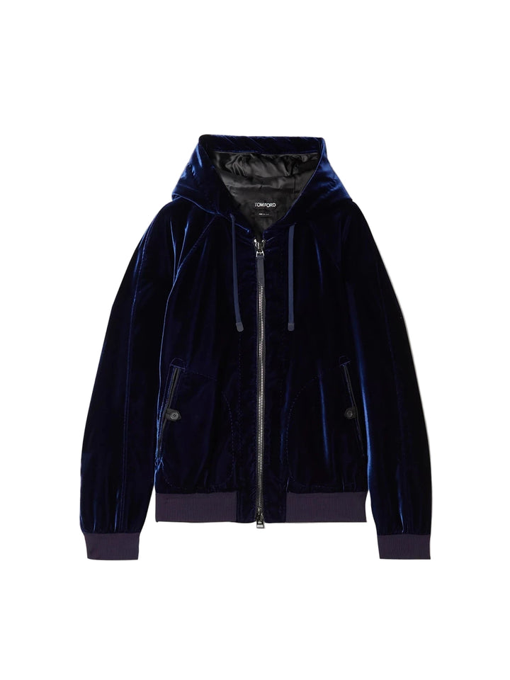 Tom Ford Navy Blue Velvet hoodie jacket size M medium men