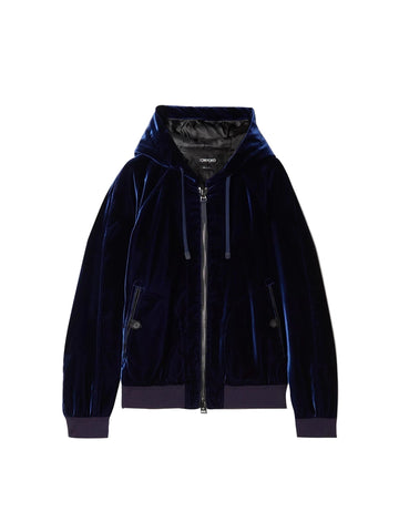 Tom Ford Navy Blue Velvet hoodie jacket size M medium men
