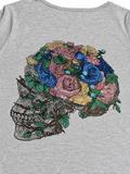 Zadig & Voltaire Skull Flower Strass Grey T-Shirt – Size S ladies
