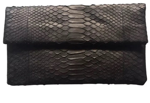 Primary New York Python Snakeskin Folded Flap Clutch Bag Handbag ladies