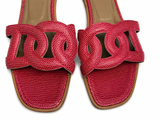 Hermès Hermes Omaha Sandal Flat Pink Lizard Chaine d'Ancre Size 38 ladies