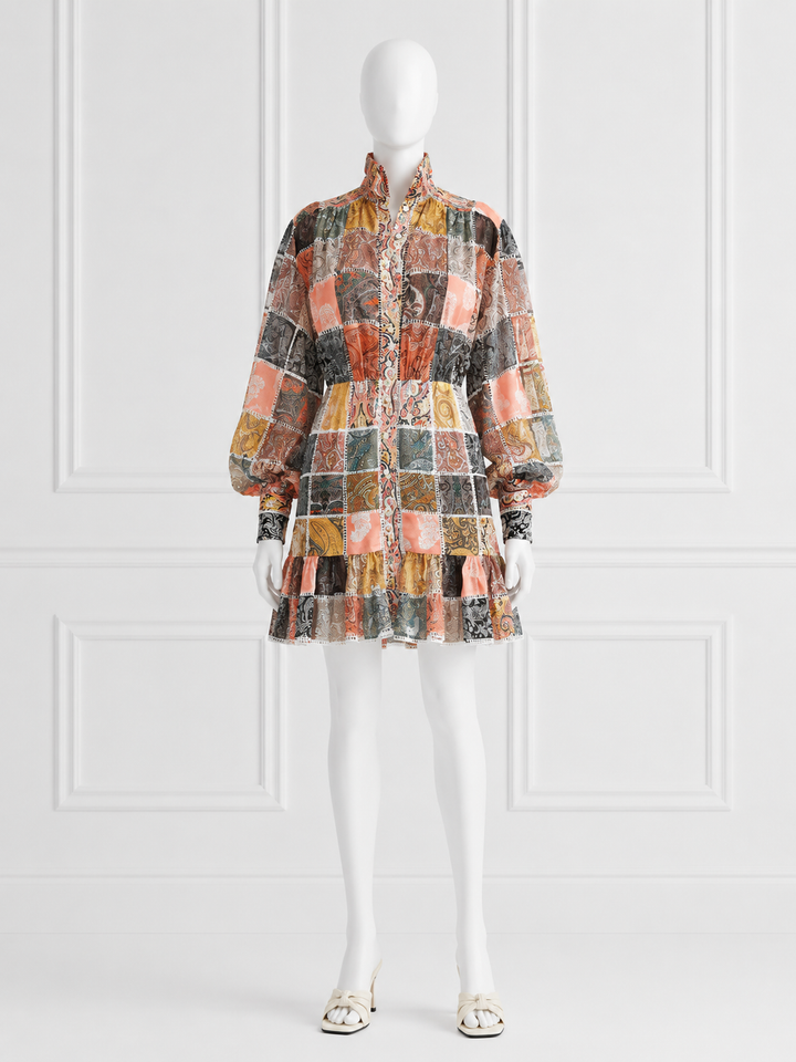 Zimmermann Ninety Six Patch Mini Dress – Patchwork Paisley dress